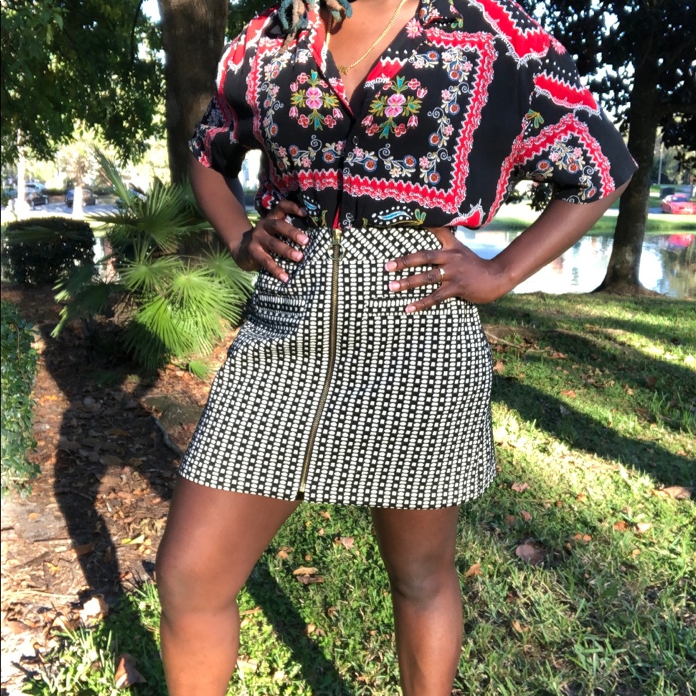 Express Vintage Patterned Skirt